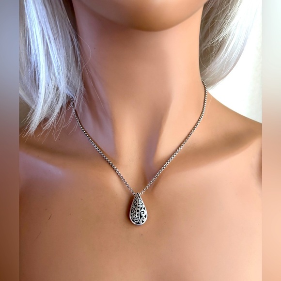Brighton Telaga teardrop pendant necklace. Silver Plated teardrop design - Picture 1 of 5